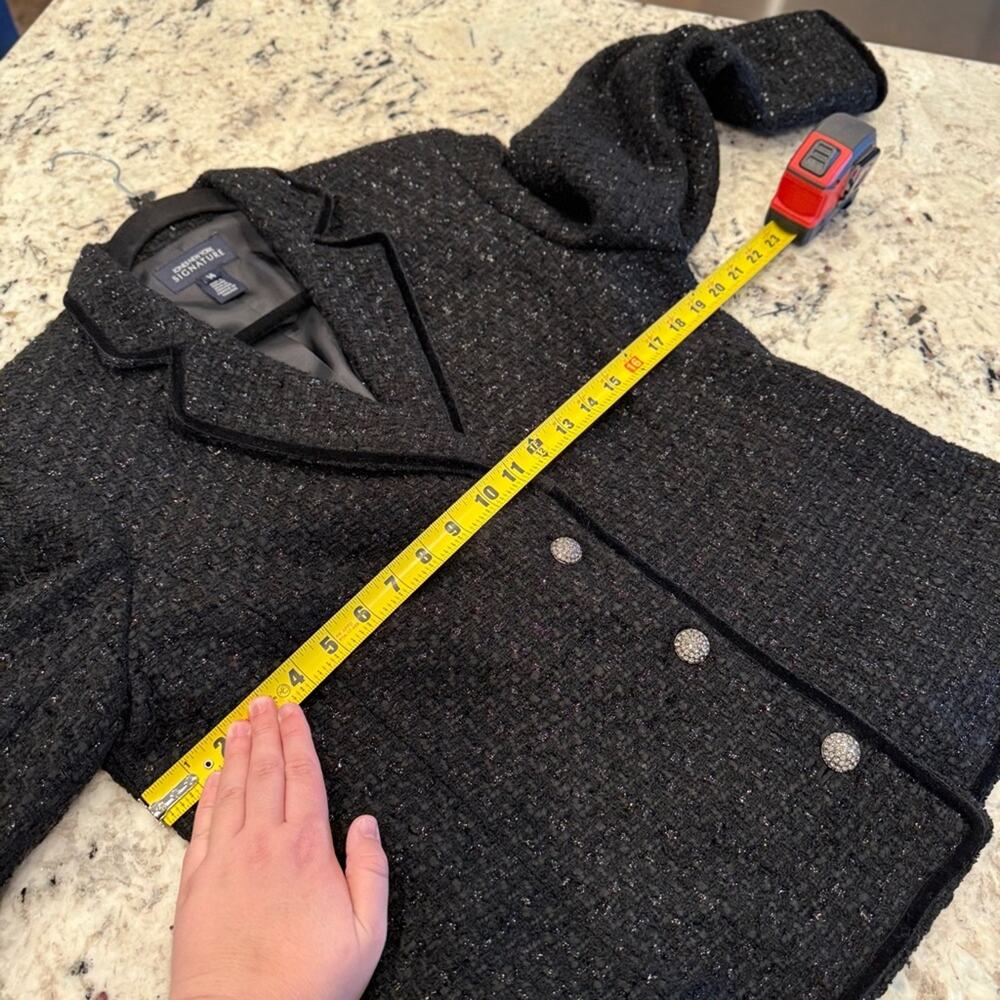 Jones New York Signature Black Shimmer Tweed Blazer Jacket 14 Bling Buttons - Picture 10 of 13